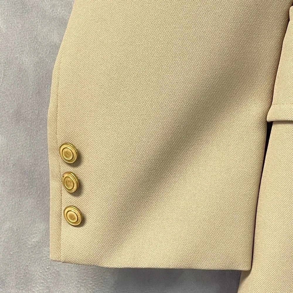 Vintage Sears The Classic Collection Blazer Mens 38 Tan Gold Button 70s Disco